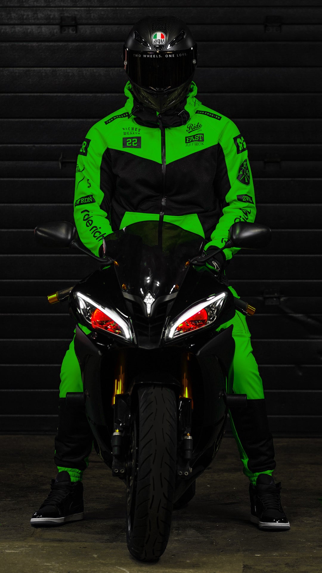 ペルージャ　リブジャケット　M① Regency™ V2.Flow™ Mesh Armoured Motorcycle Jacket {RR GP/Green}