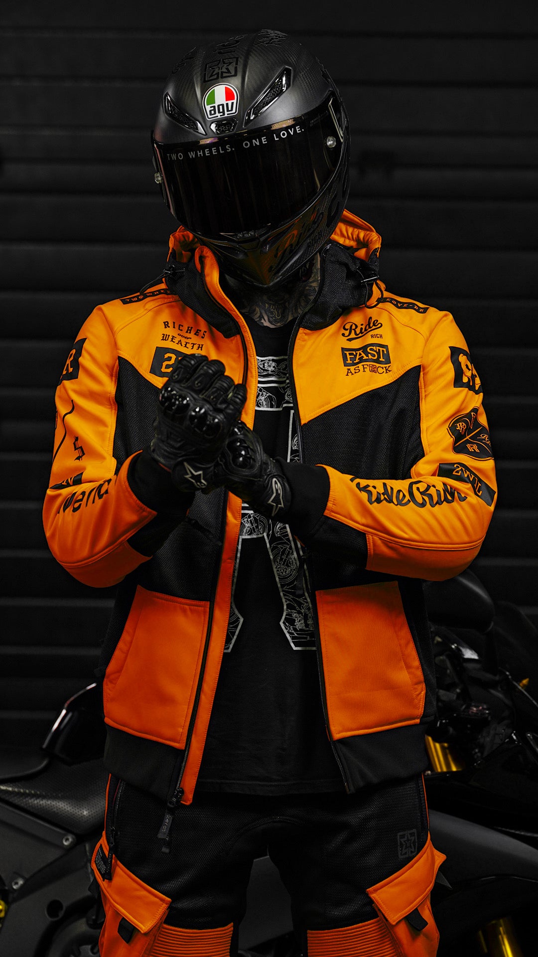 Regency™ V2.Flow™ Mesh Armoured Motorcycle Jacket {RR GP/Orange}