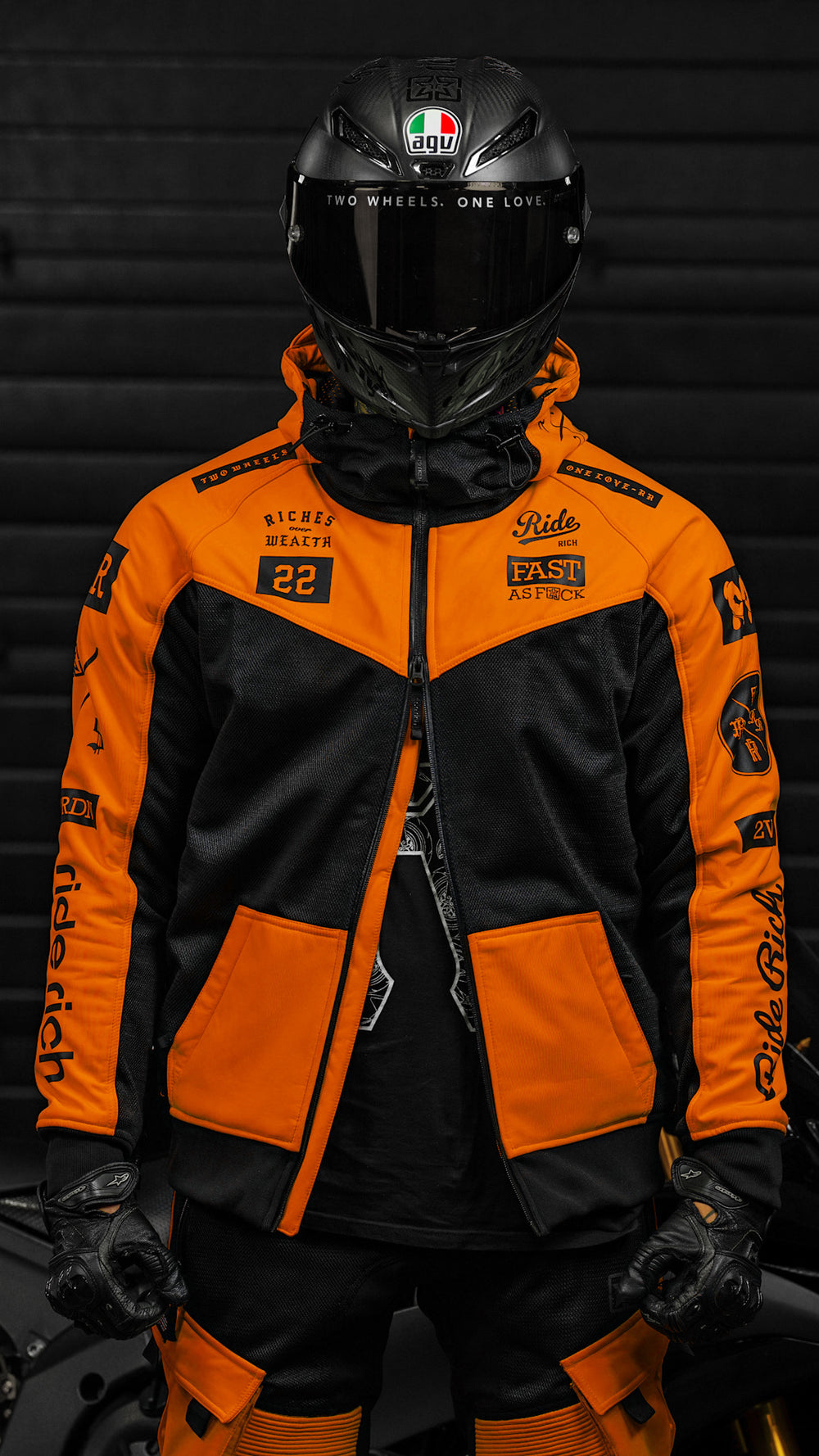 Regency™ V2.Flow™ Mesh Armoured Hooded Jacket {RR GP/Orange}