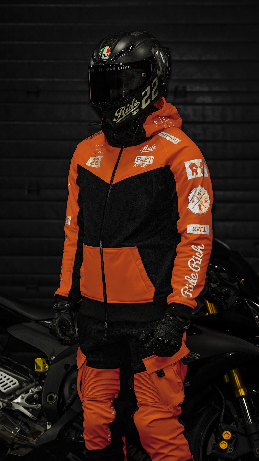 Regency™ V2.Flow™ Mesh Armoured Motorcycle Jacket {RR GP/Orange}