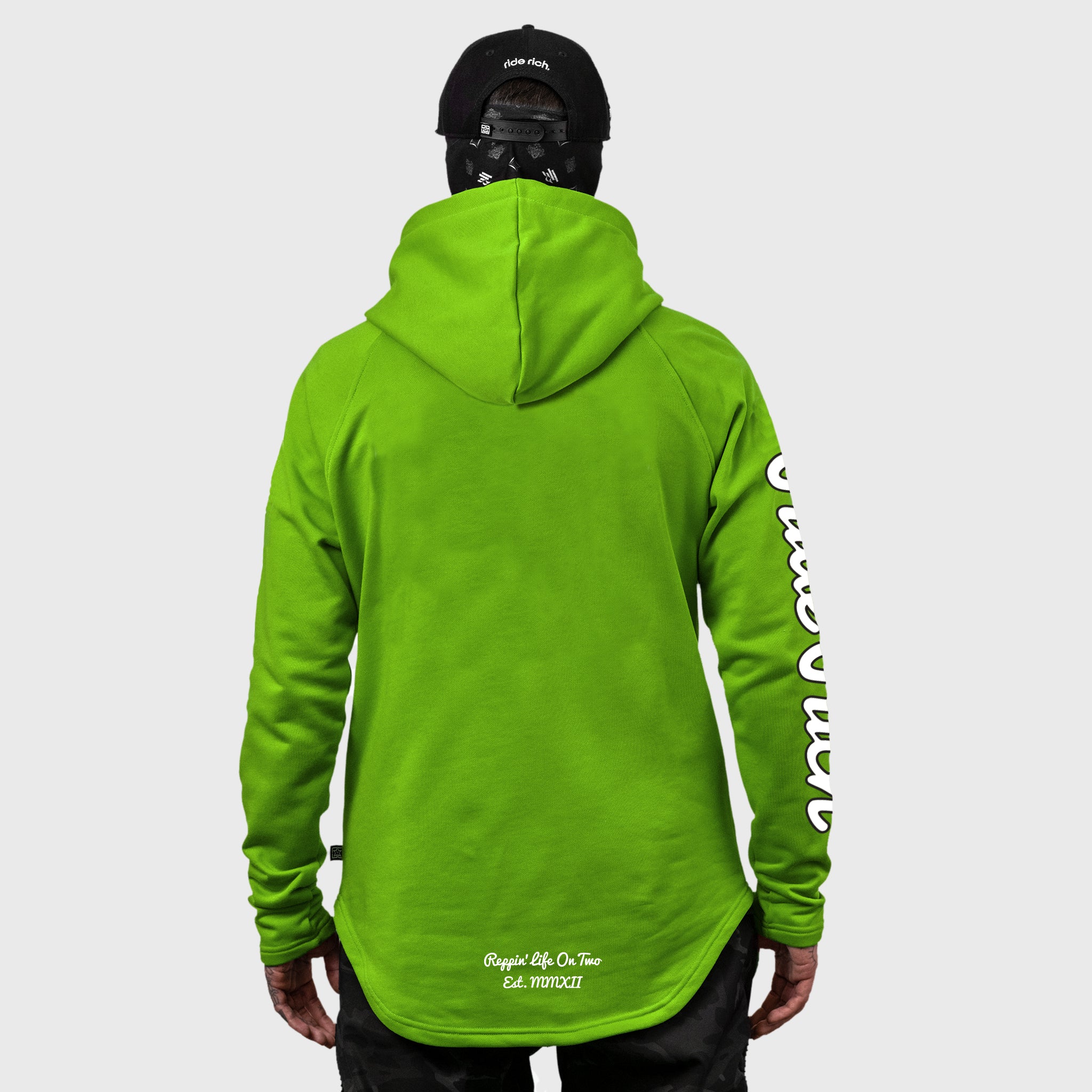 Rep Life On Two Scoop Pullover Hoodie {White on Lime Green}