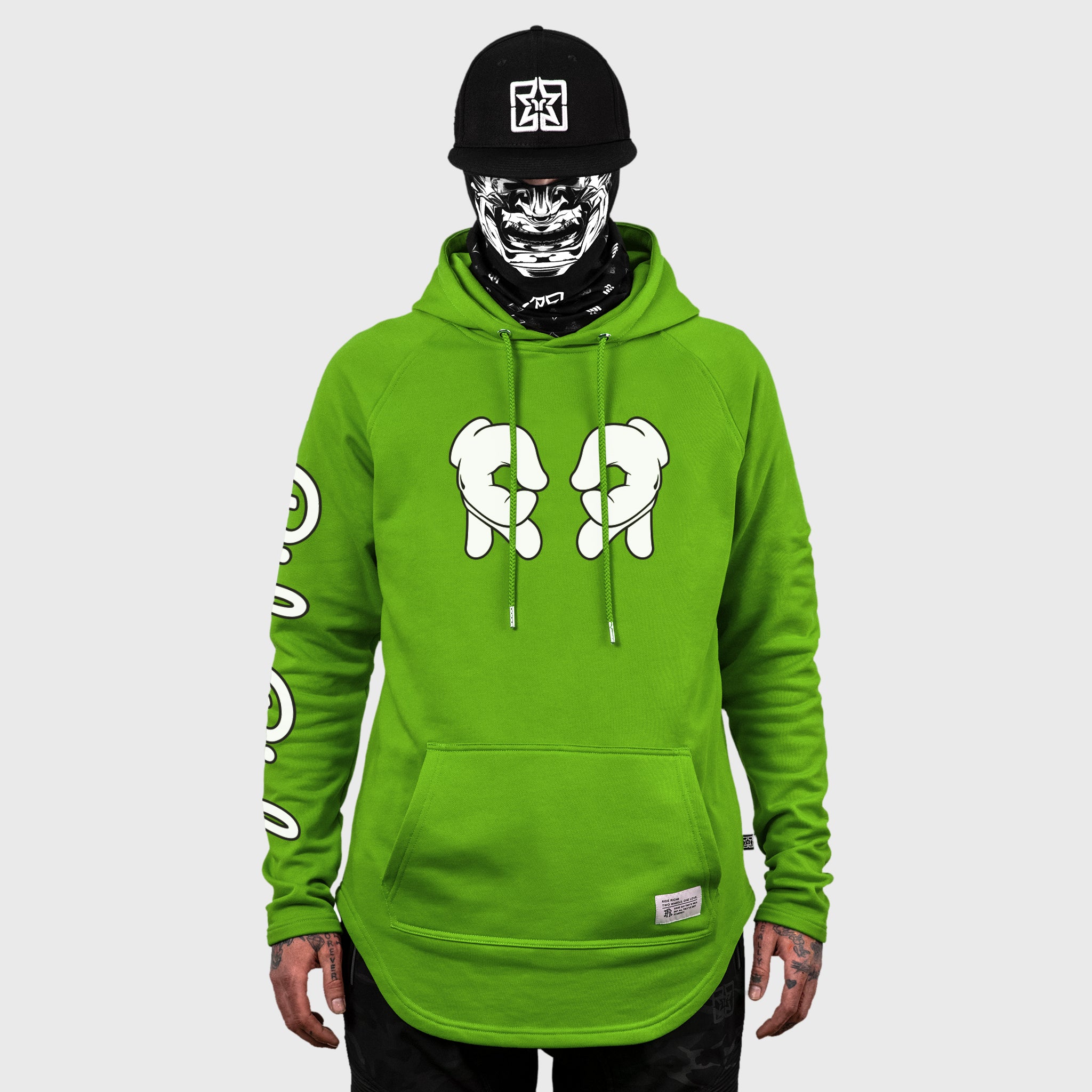 Rep Life On Two Scoop Pullover Hoodie {White on Lime Green}