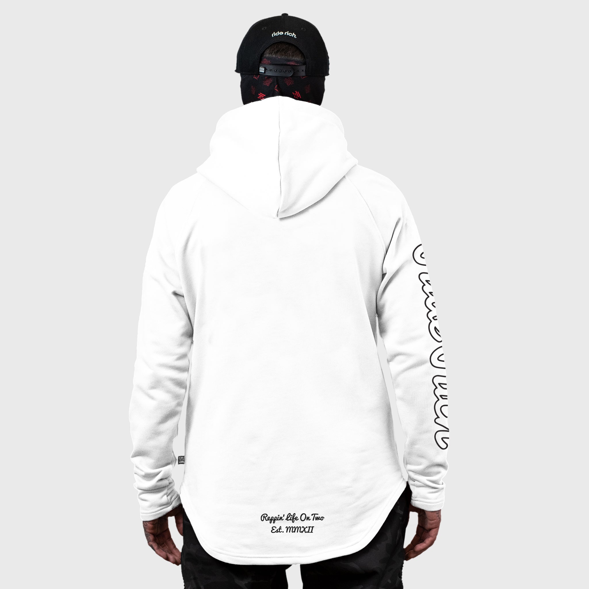 Rep Life On Two {Outline} Scoop Pullover Hoodie {Black on White}