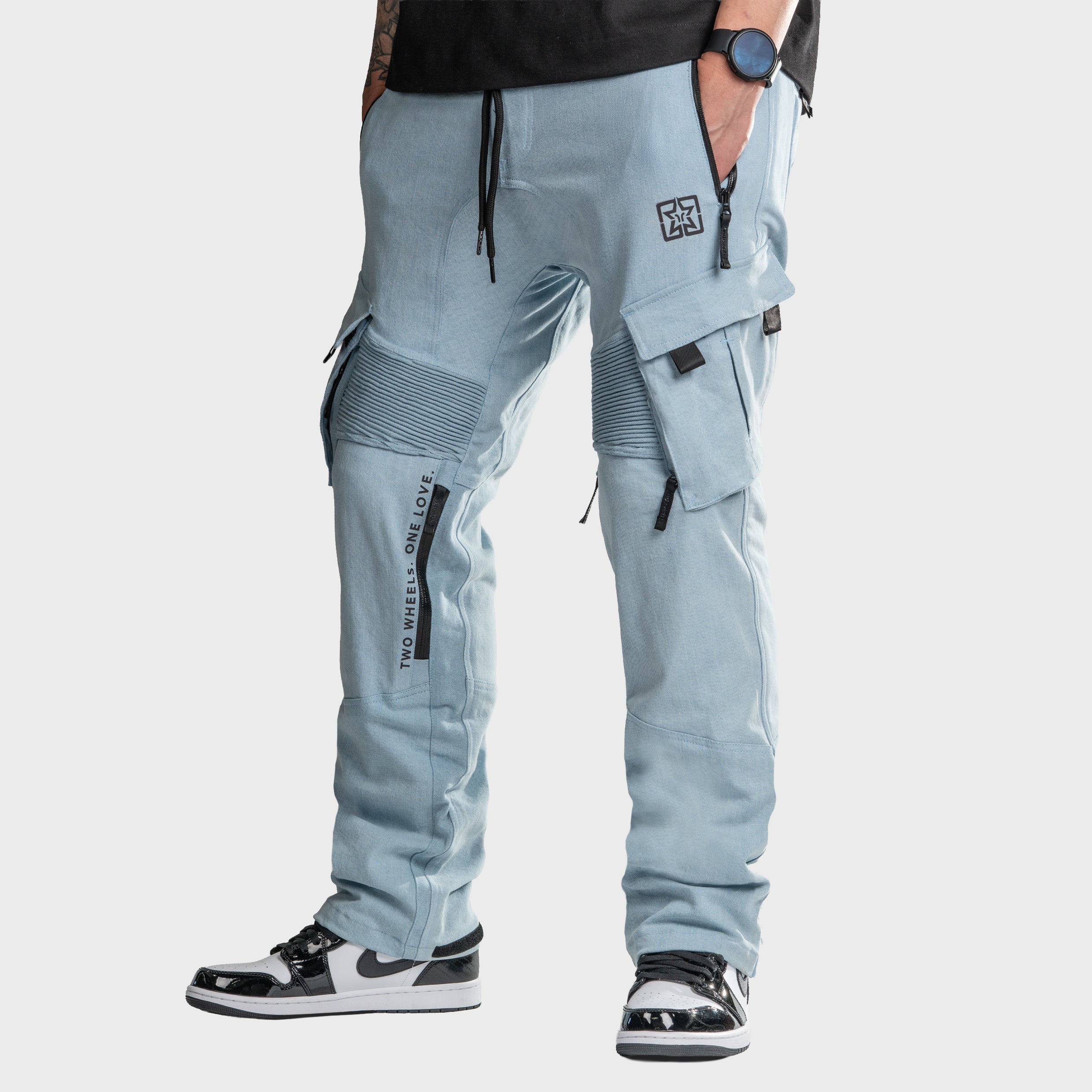 Unit 16™ Armoured Denim Cargo Motorcycle Pants {Soft Sky}
