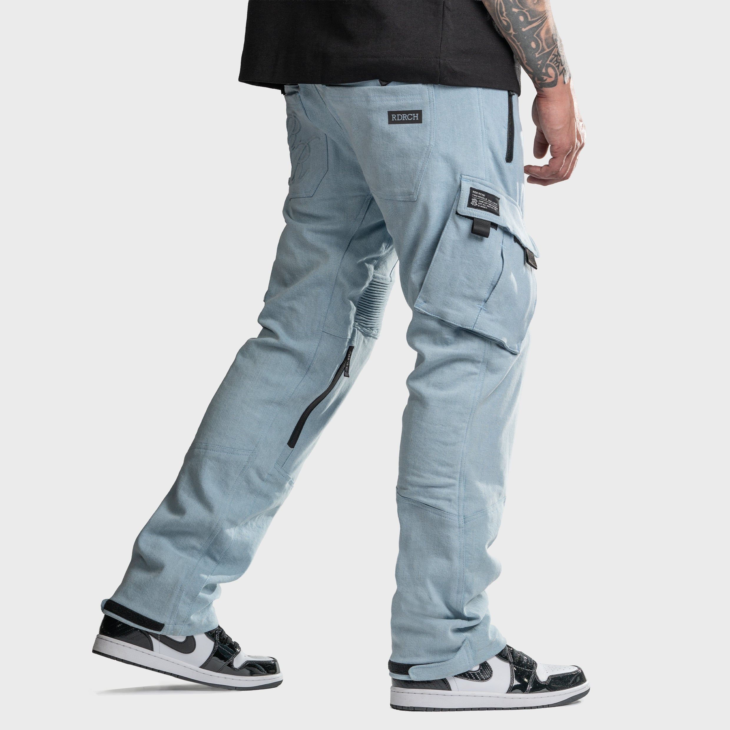 Unit 16™ Armoured Denim Cargo Motorcycle Pants {Soft Sky}