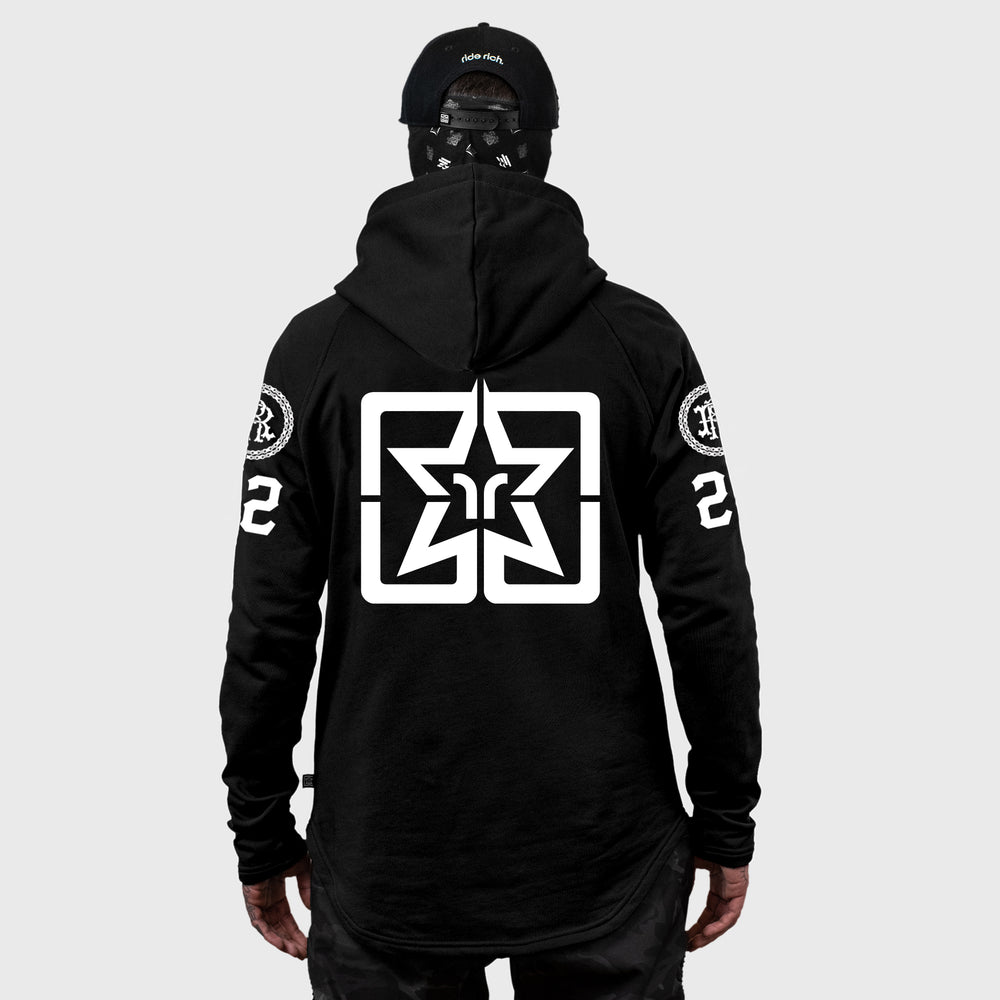 RR Squad Scoop Pullover Hoodie {White on Black}