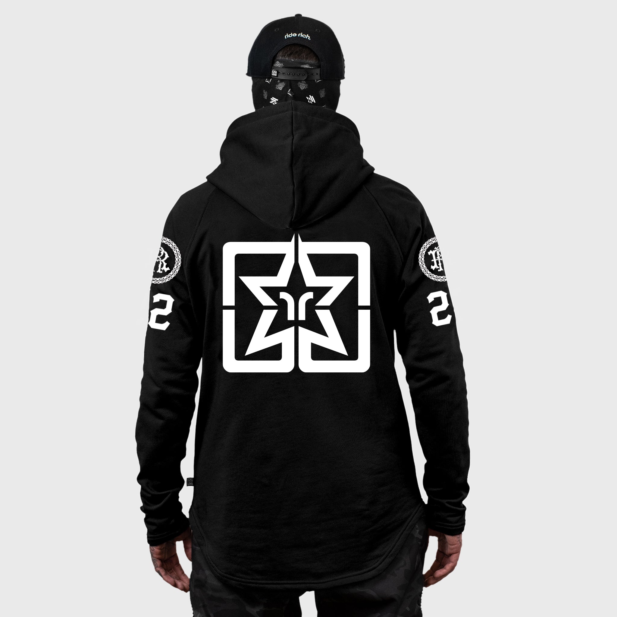 RR Squad Scoop Pullover Hoodie {White on Black}