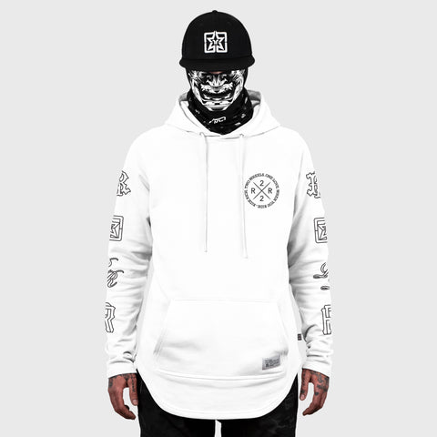 The Motto Scoop Pullover Hoodie {Black on White}