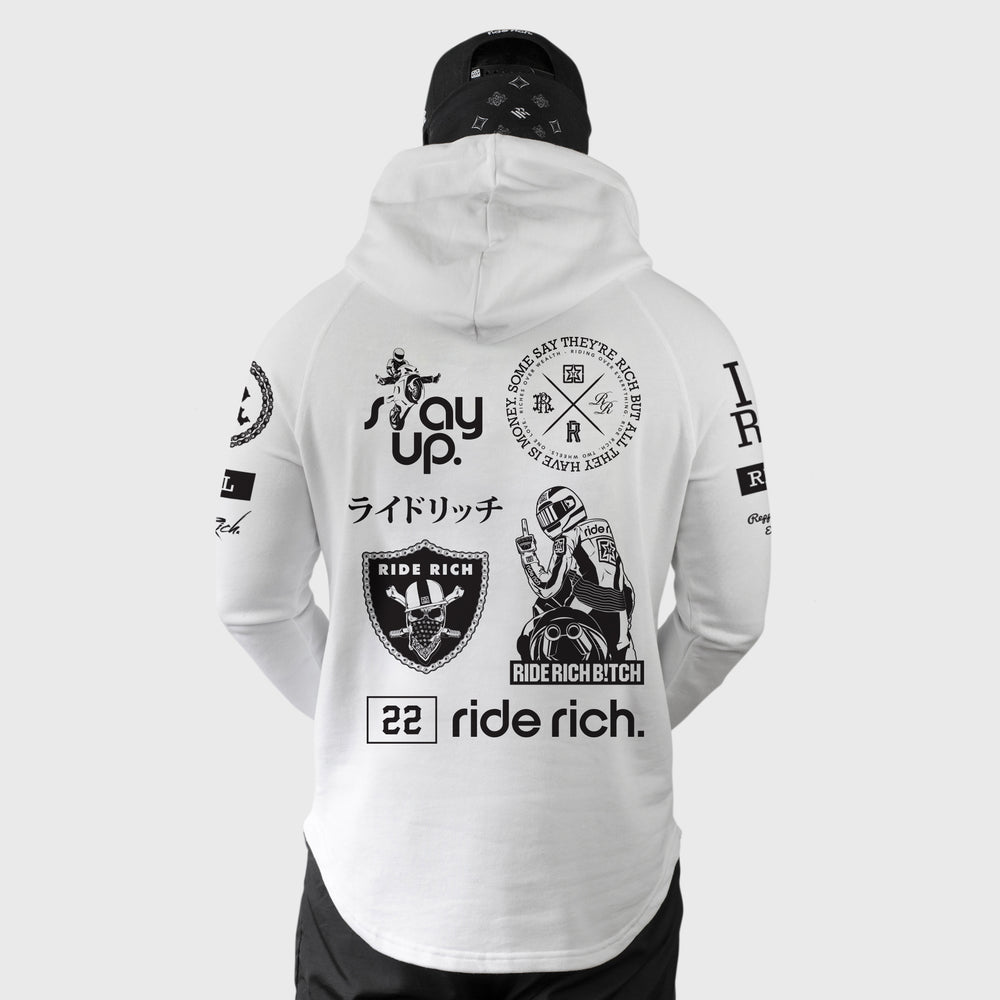 Branded V2 Scoop Pullover Hoodie {Black on White}