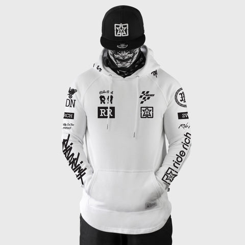 Branded V2 Scoop Pullover Hoodie {Black on White}