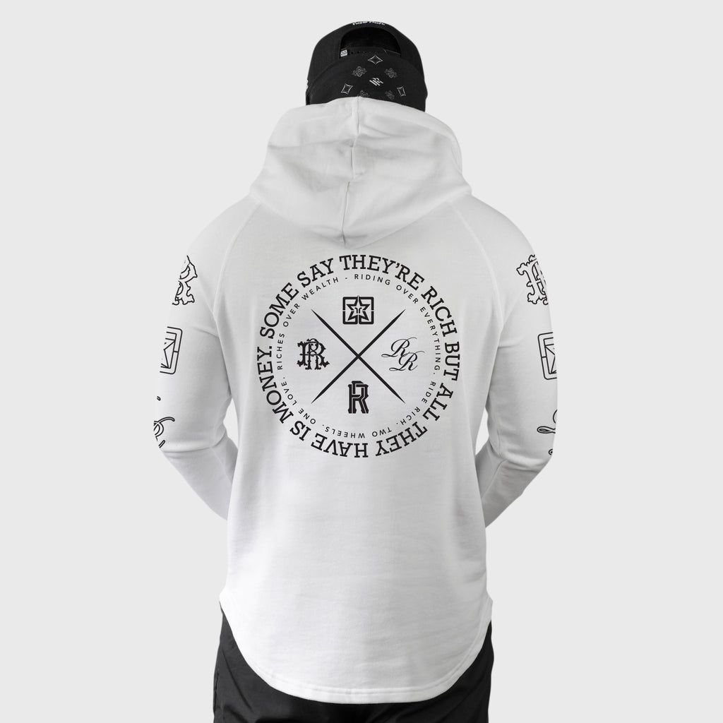 The Motto Scoop Pullover Hoodie {White}