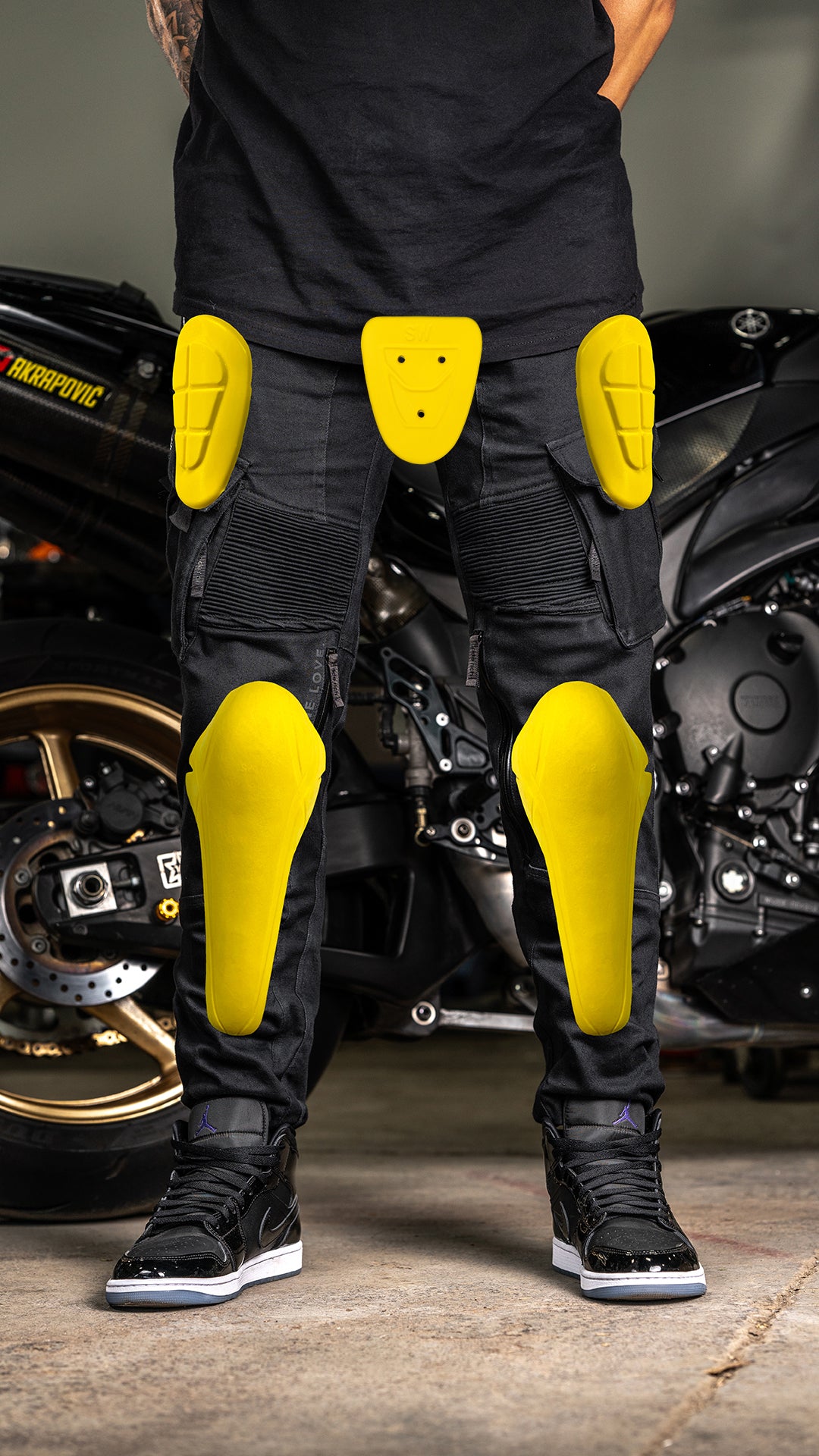 Unit 16™ Armoured Denim Cargo Motorcycle Joggers {Black}
