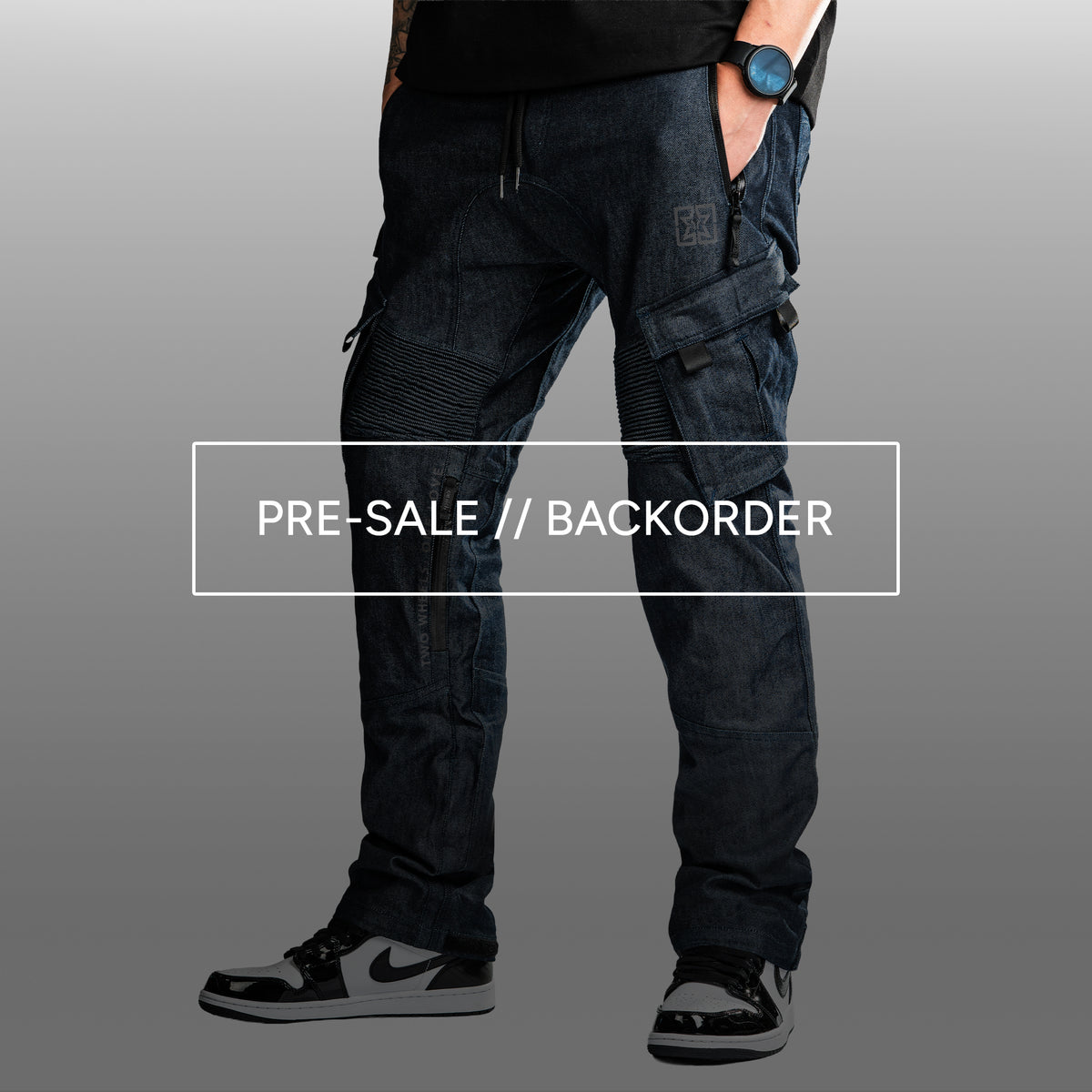[Pre-Sale // Backorder] Unit 16™ Armoured Denim Cargo Motorcycle Pants {Raw Indigo)
