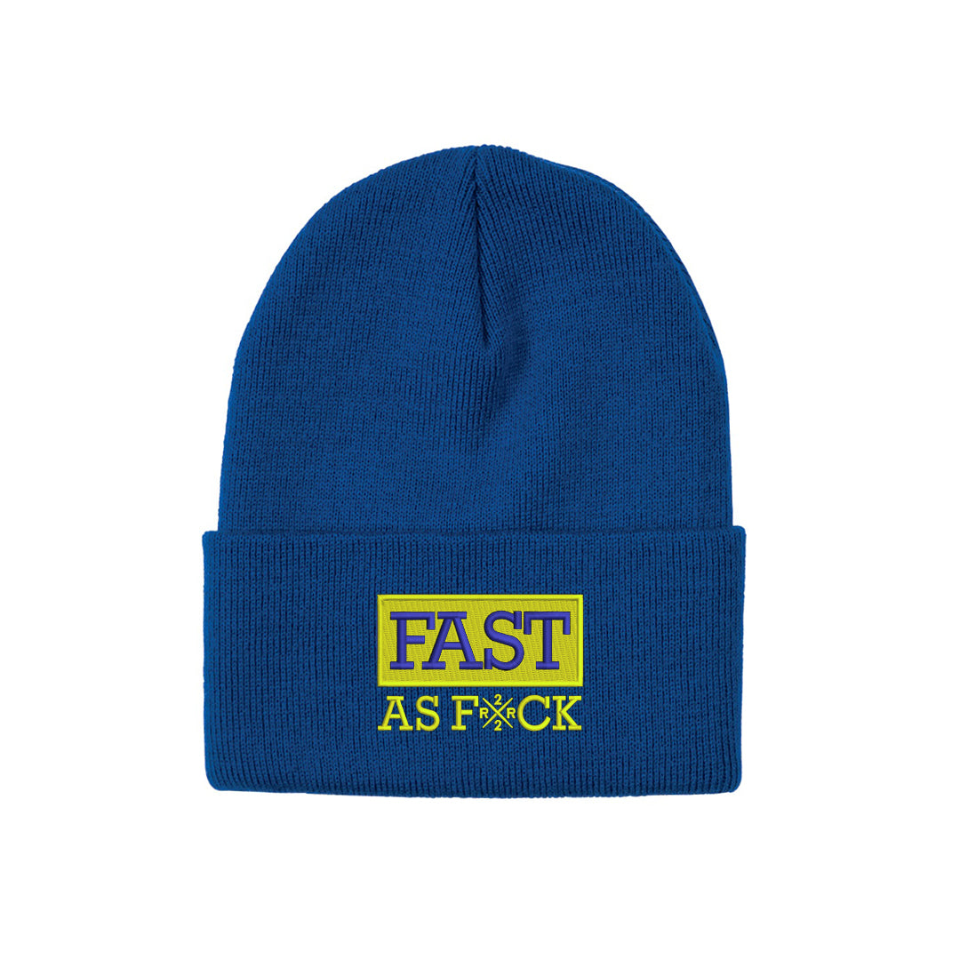 Been Fast Knit Beanie {Blue/Yellow}