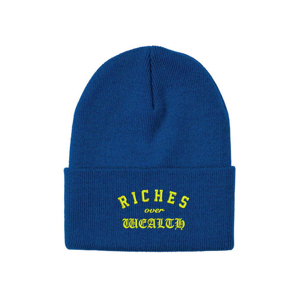 Riches Over Wealth Knit Beanie {Blue/Yellow}
