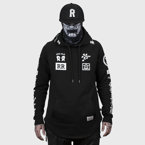 Branded V2 Scoop Pullover Hoodie {White on Black}