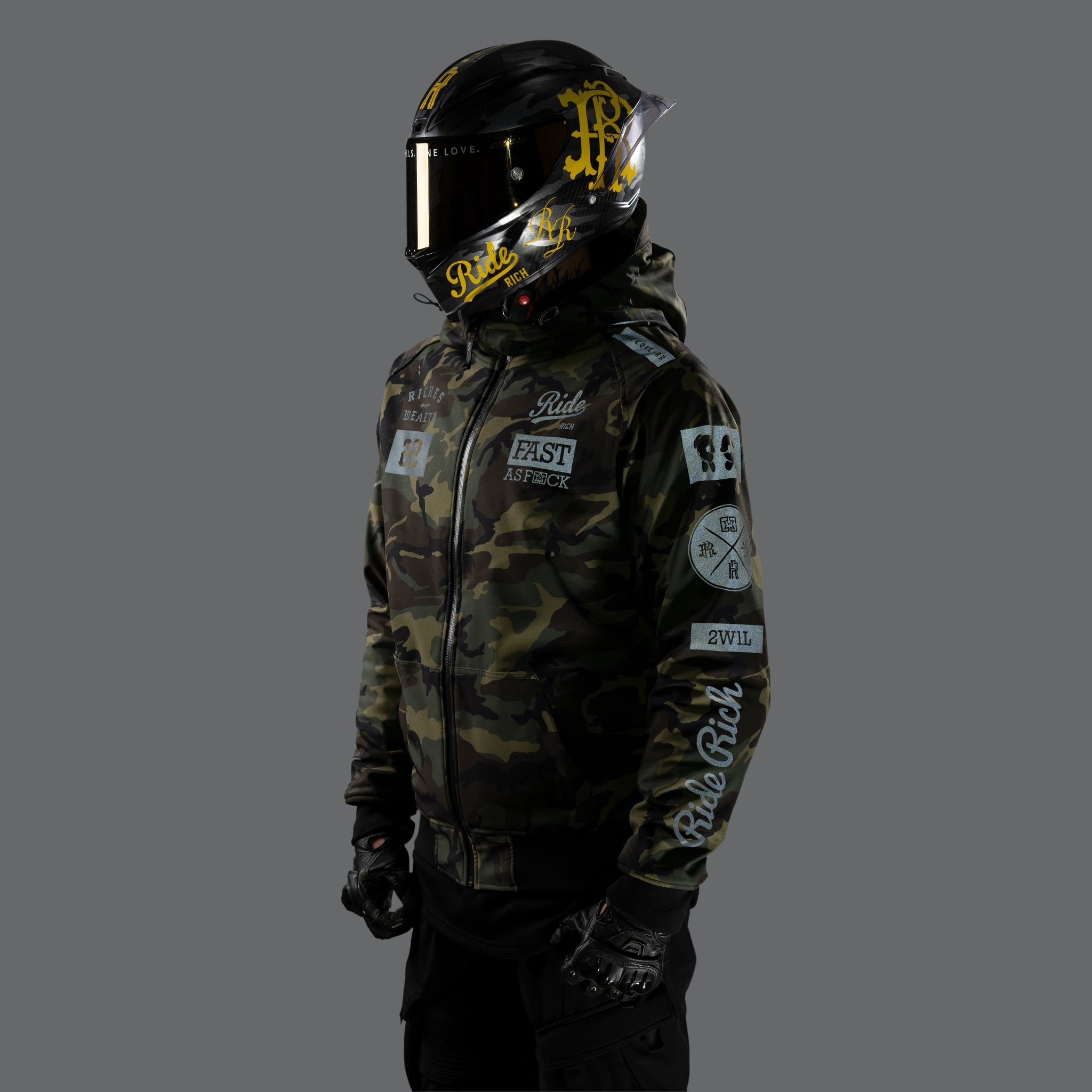 Regency™ Armoured Softshell Hooded Jacket {RR GP/Woodland Camo}