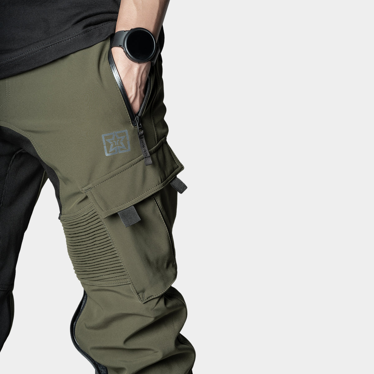 Unit 16™ Armoured Softshell Cargo Motorcycle Joggers {Military Green}