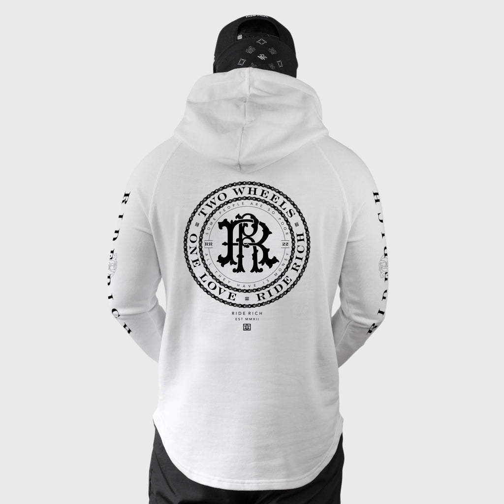 RR Filigree & Chains Scoop Pullover Hoodie {White}