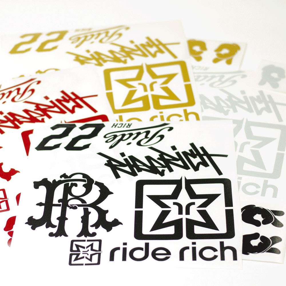 Reflective Ride Rich Helmet Vinyl Decal Kit Custom Motorcycle Decals