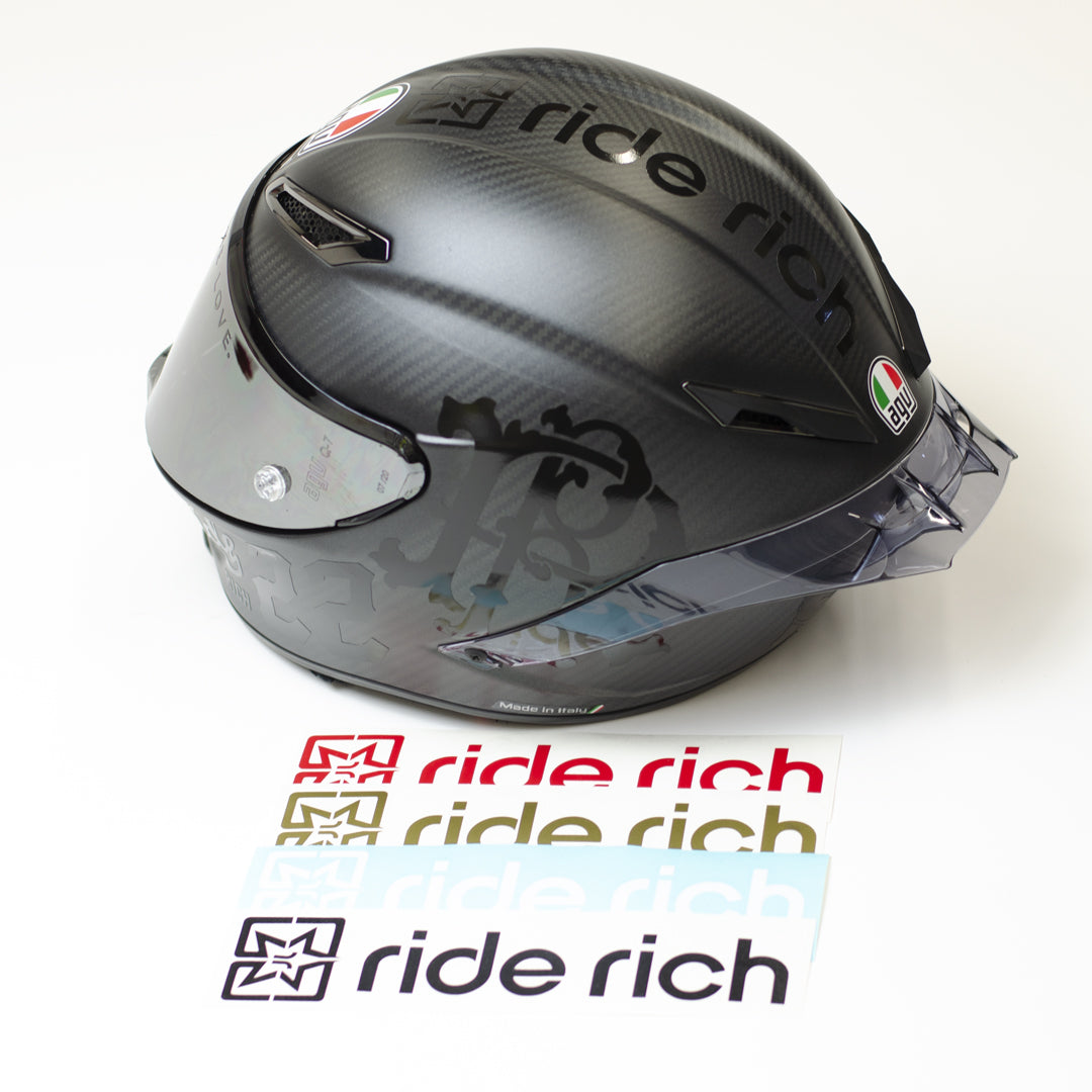 Reflective Ride Rich Helmet Vinyl Decal Kit - Custom Motorcycle Decals