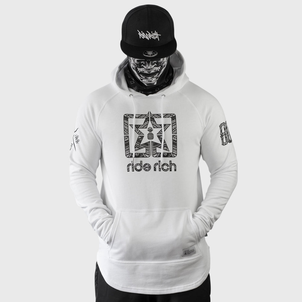 Home Grown 808 Edition Scoop Pullover Hoodie {Black on White}