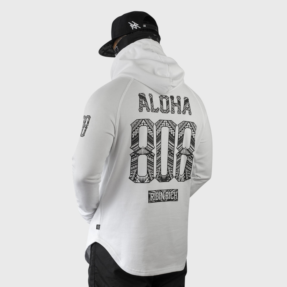 Home Grown 808 Edition Scoop Pullover Hoodie {Black on White}