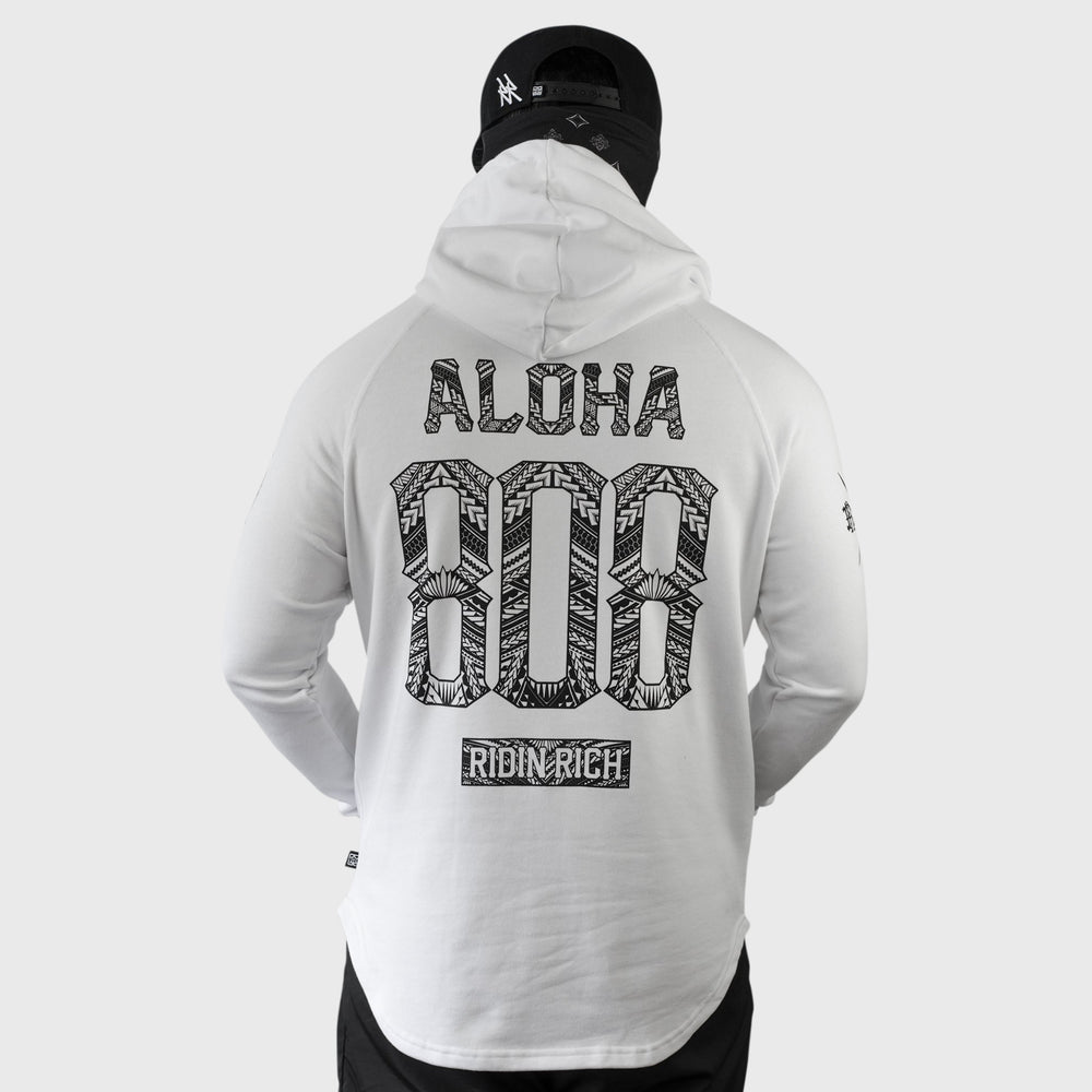Home Grown 808 Edition Scoop Pullover Hoodie {Black on White}