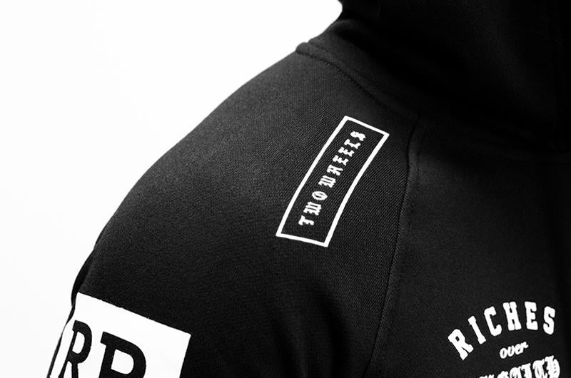 RR GP Scoop Pullover Hoodie {White on Black}