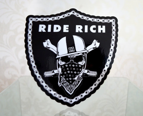 Ride Rich Crest {Large} - Vinyl Motorcycle Sticker