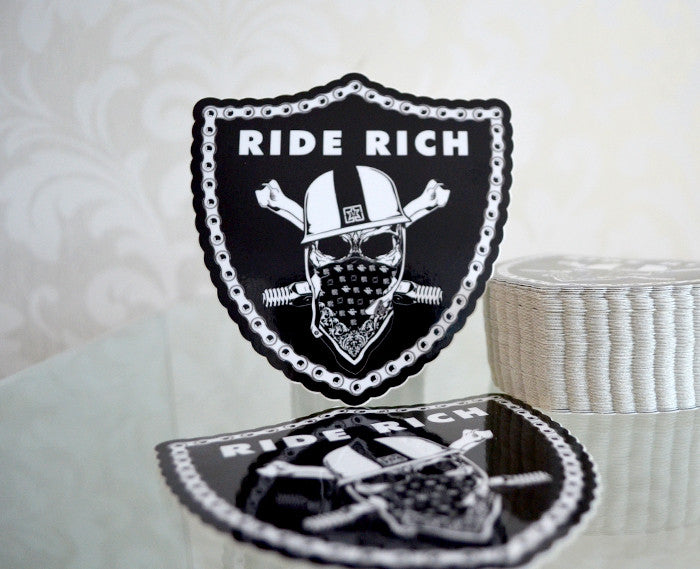 Ride Rich Crest {Medium} - Vinyl Motorcycle Sticker
