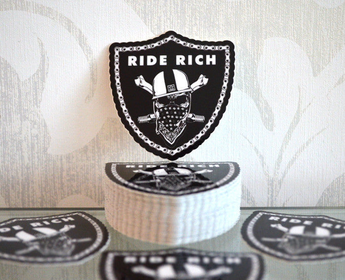 Ride Rich Crest {Small} - Vinyl Motorcycle Sticker