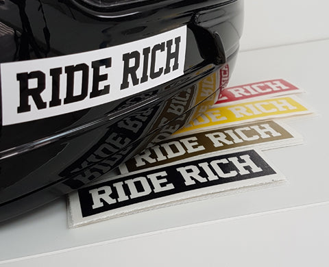 Ride Rich Block Vinyl Decals View 4 - Custom Motorcycle Decals