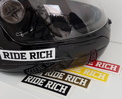Ride Rich Block Vinyl Decals View 1 - Custom Motorcycle Decals