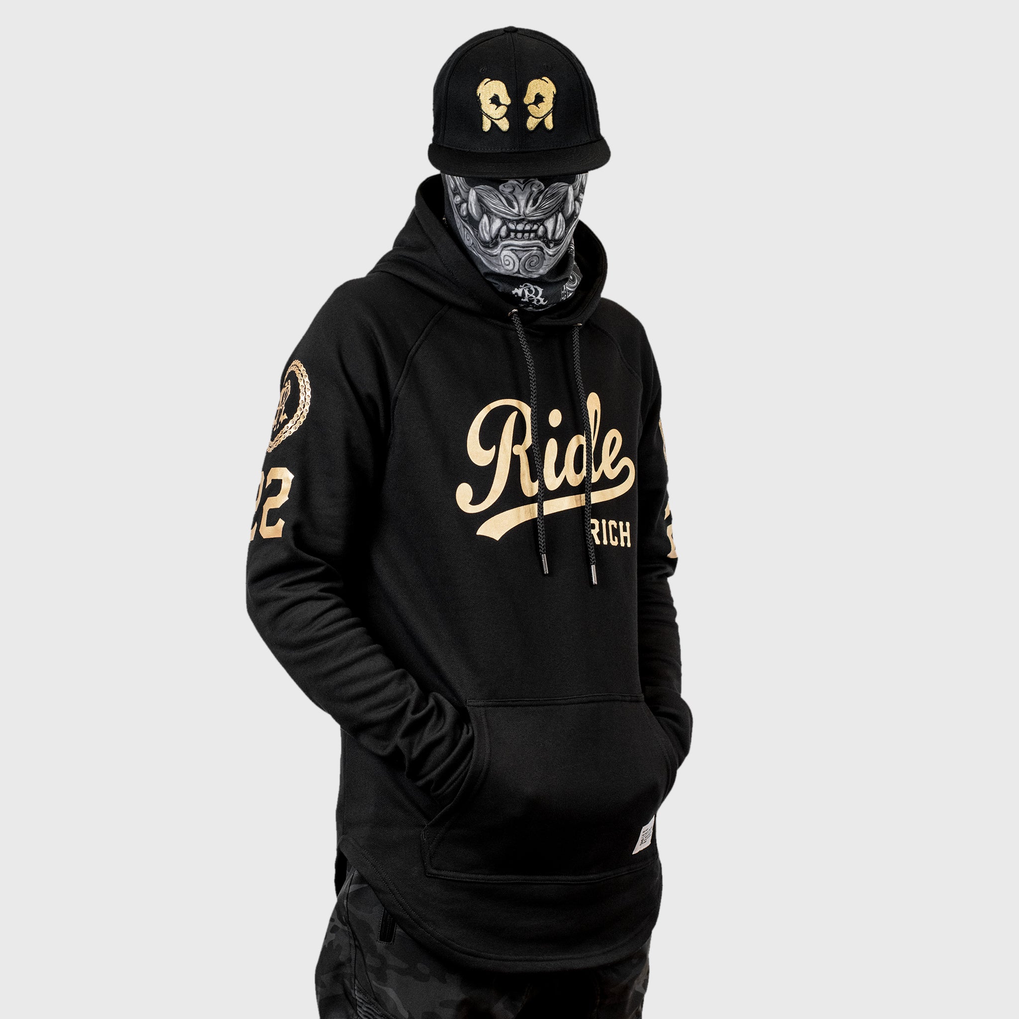 RR Squad Scoop Pullover Hoodie Gold on Black