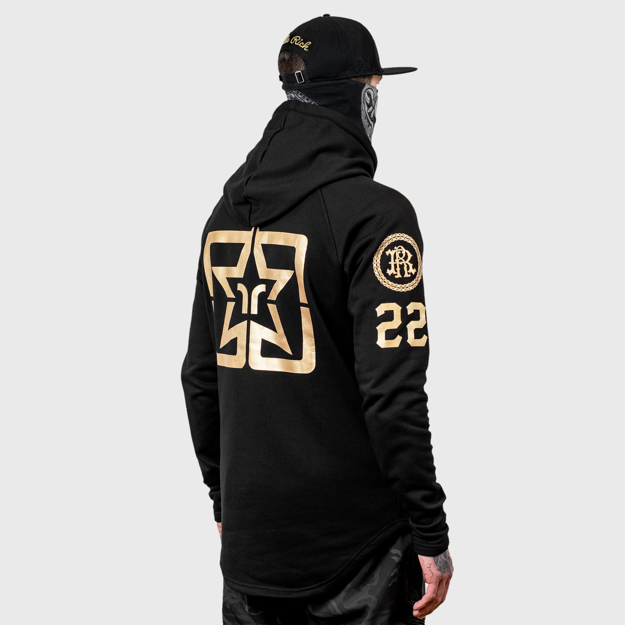 RR Squad Scoop Pullover Hoodie Gold on Black