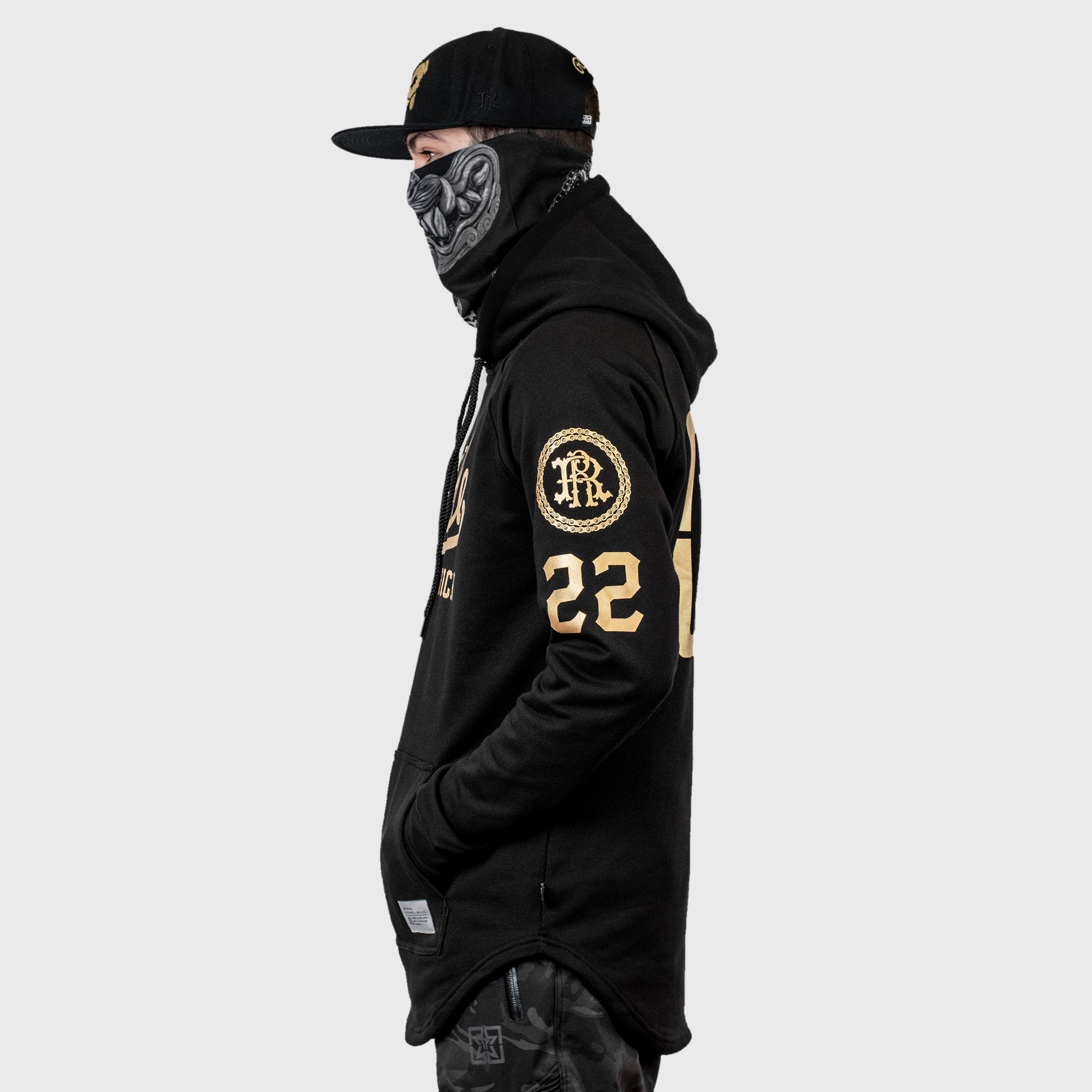 RR Squad Scoop Pullover Hoodie Gold on Black