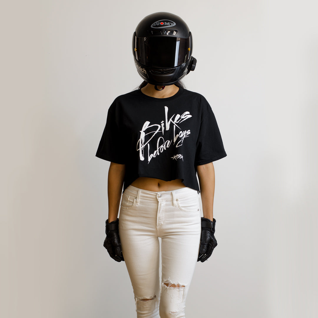 Bikes Before Boys Crop Tee {Black}