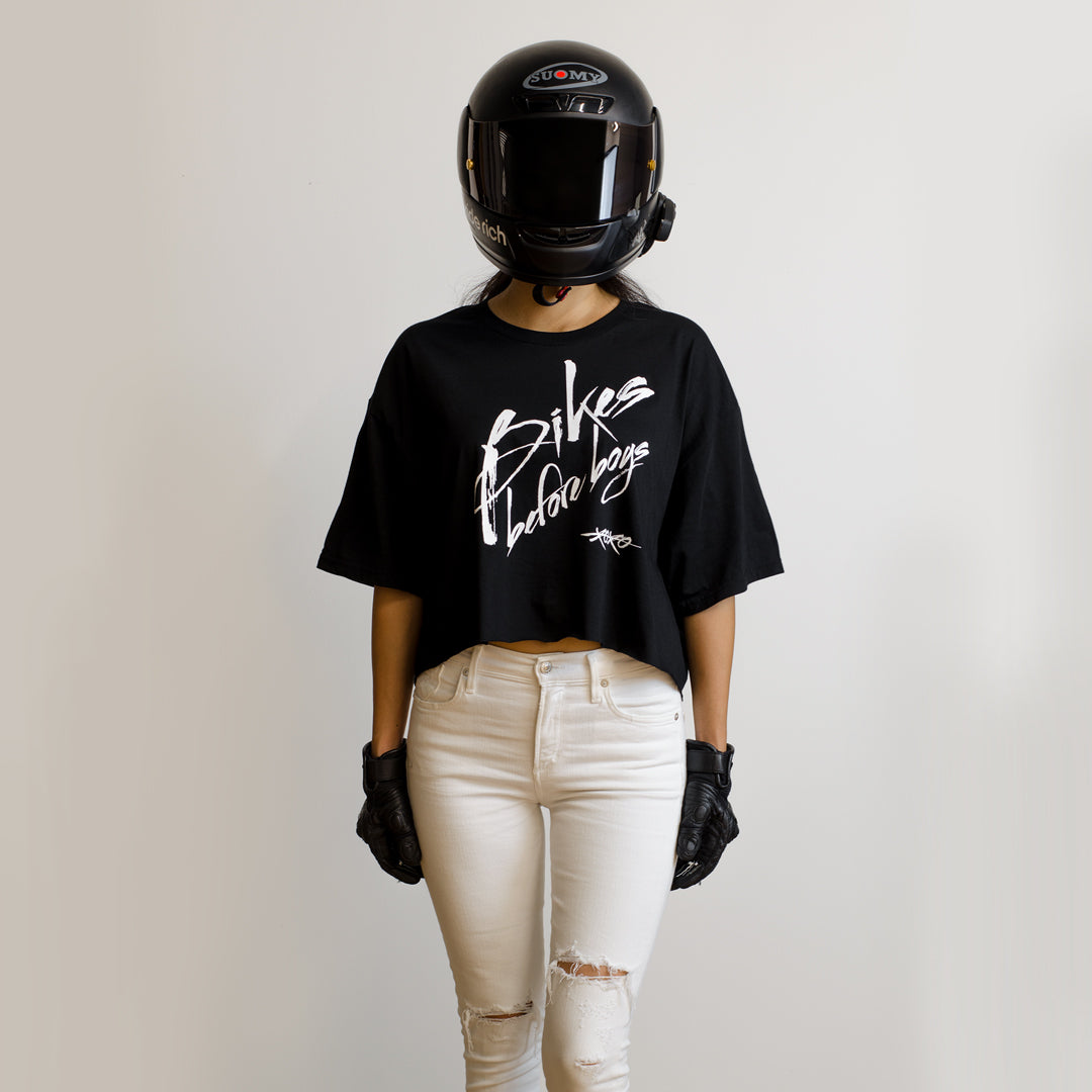 Bikes Before Boys Crop Tee {Black}