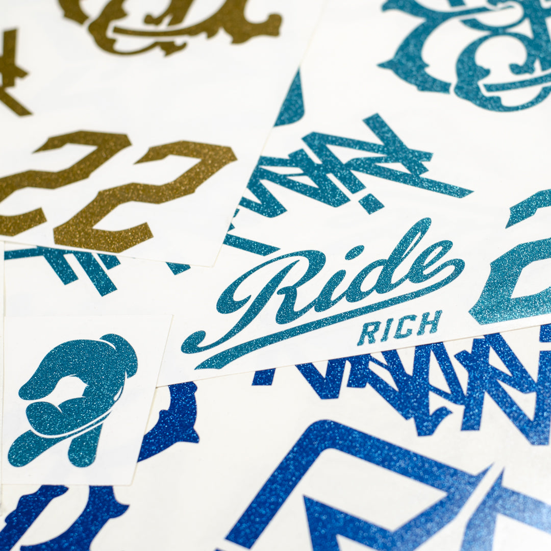 Ride Rich Helmet Glitter Vinyl Decal Kit