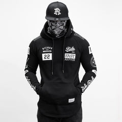 RR GP Scoop Pullover Hoodie {White on Black}