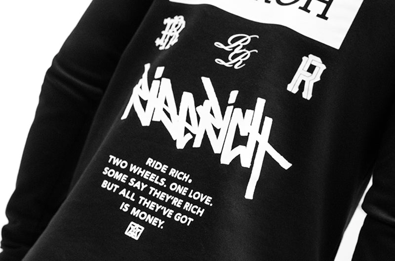 RR GP Scoop Pullover Hoodie {White on Black}
